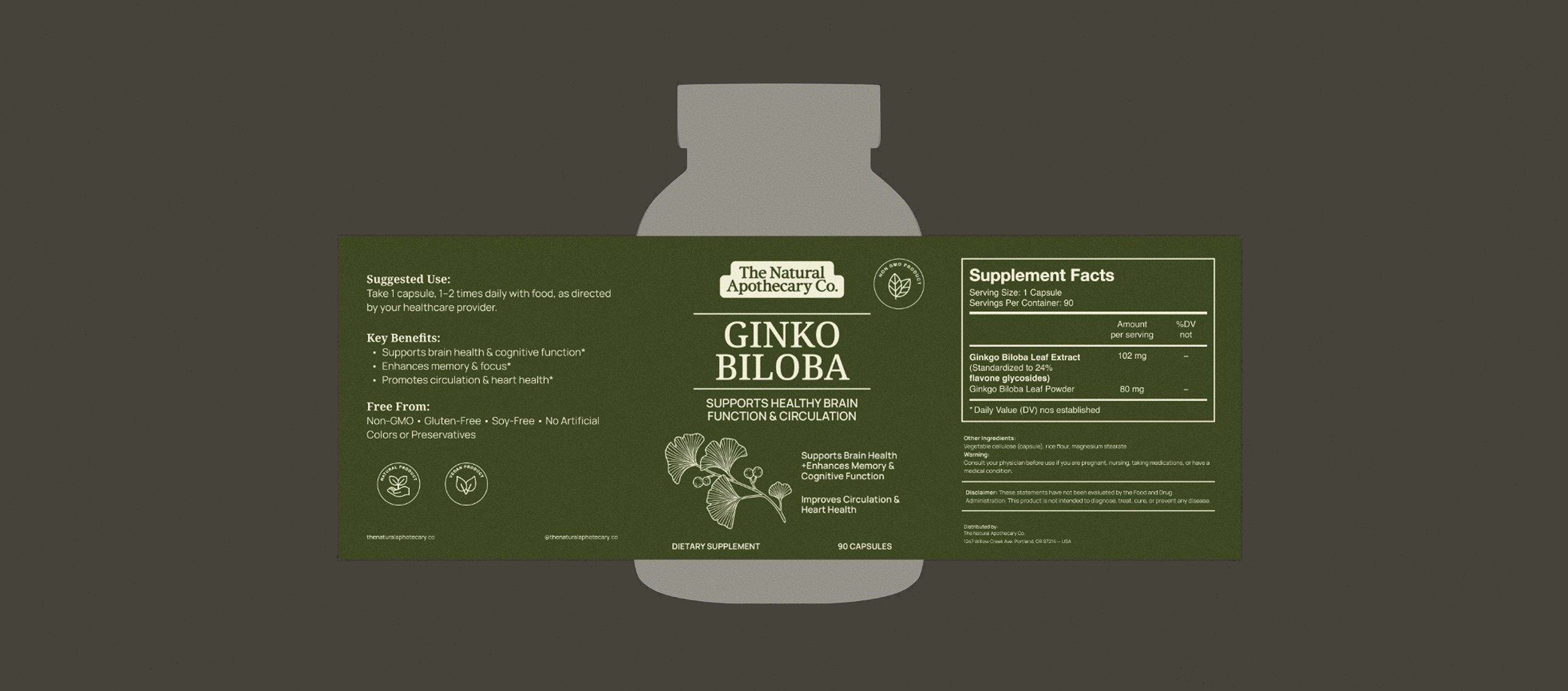 The Natural Apothecary Ginkgo Biloba Label